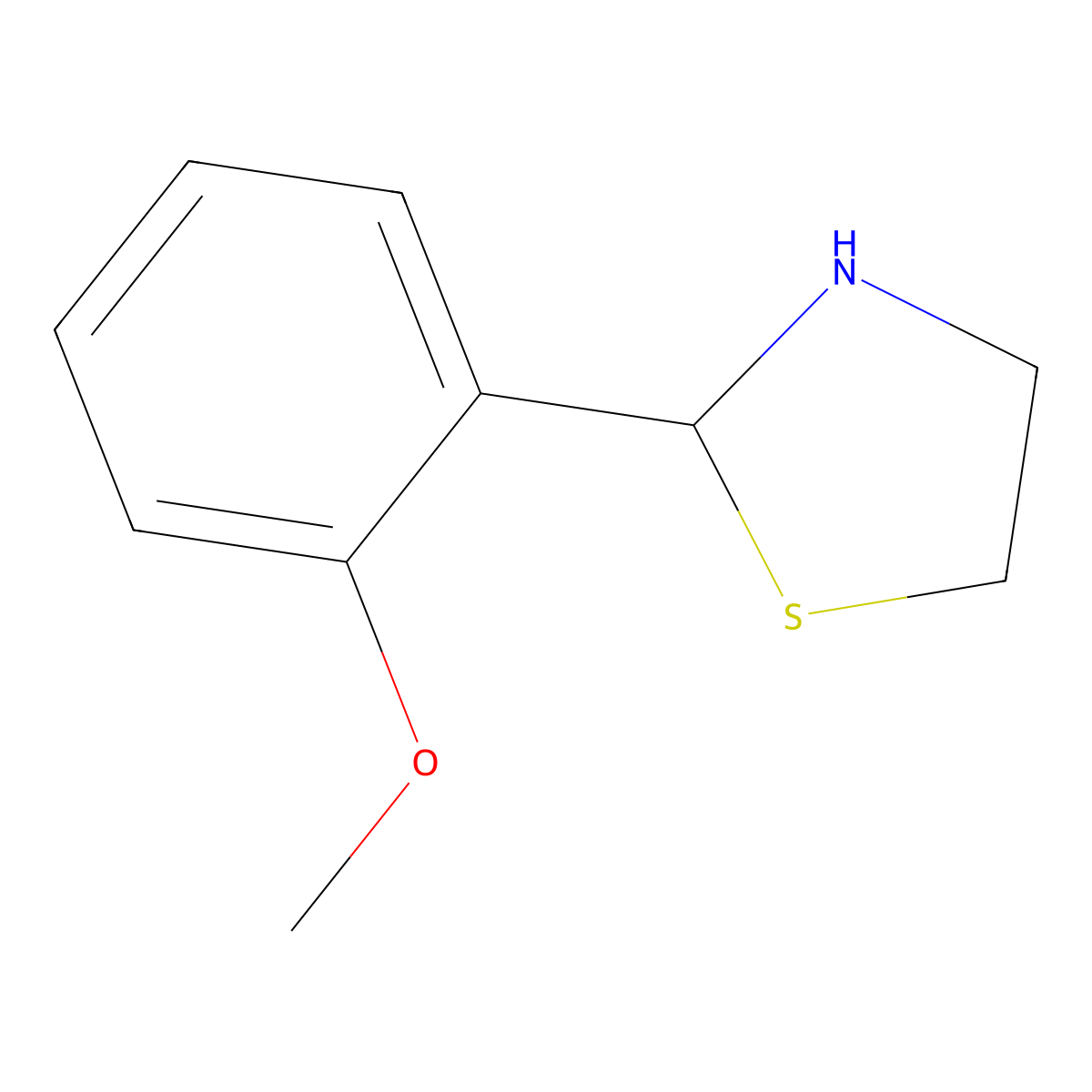 2-(2-Methoxyphenyl)-1,3-thiazolidine molecular structure, CAS 40790-78-1