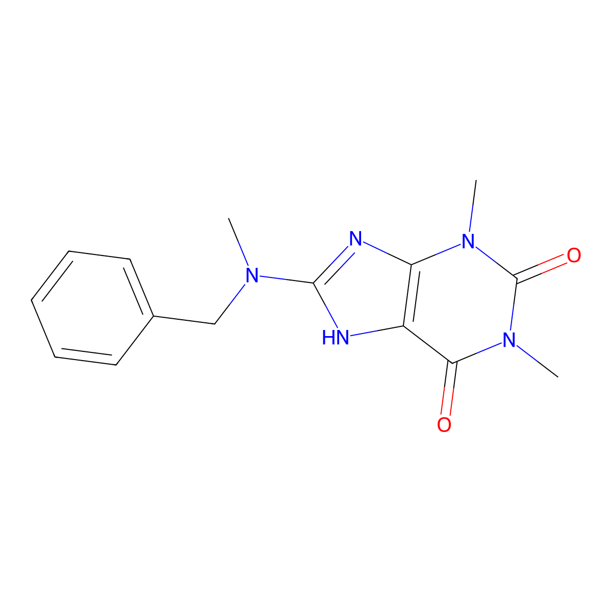 3,9-Dihydro-1,3-dimethyl-8-[methyl(phenylmethyl)amino]-1H-purine-2,6-dione molecular structure, CAS 40799-92-6