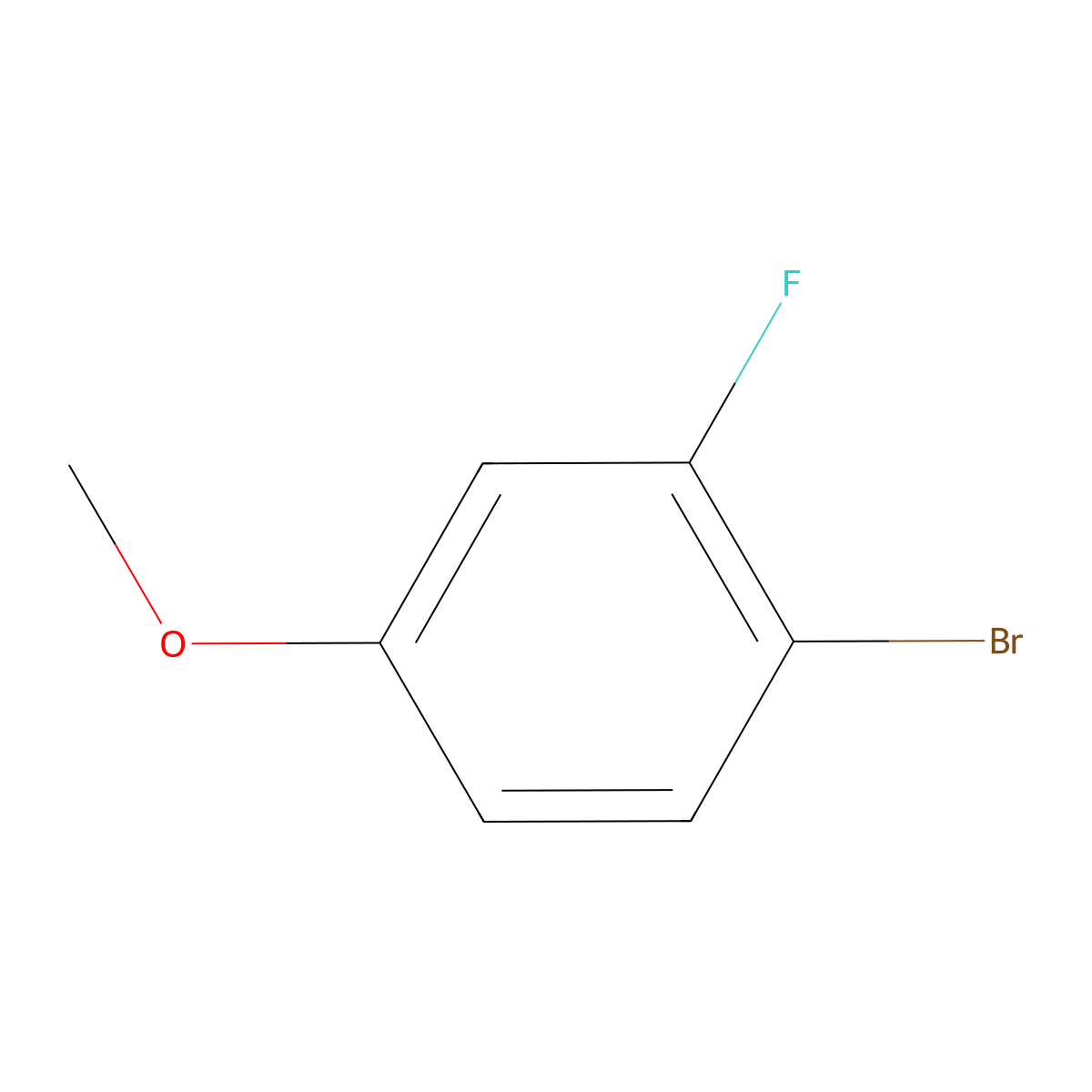 1-Bromo-2-fluoro-4-methoxybenzene molecular structure, CAS 408-50-4