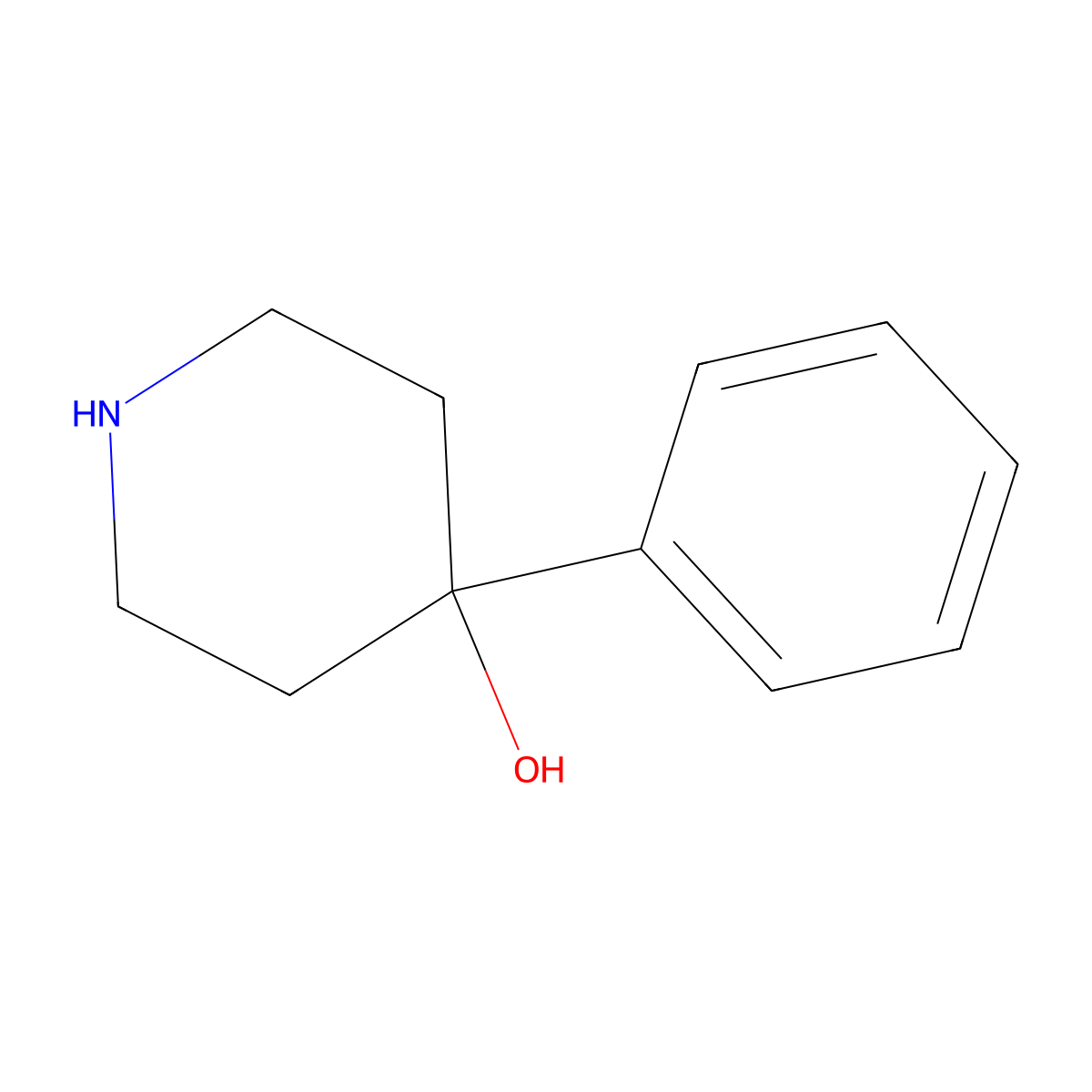 4-Phenylpiperidin-4-ol molecular structure, CAS 40807-61-2