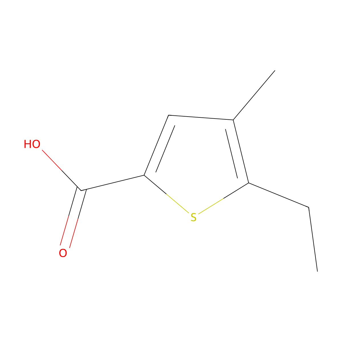 5-Ethyl-4-methylthiophene-2-carboxylic acid molecular structure, CAS 40808-25-1