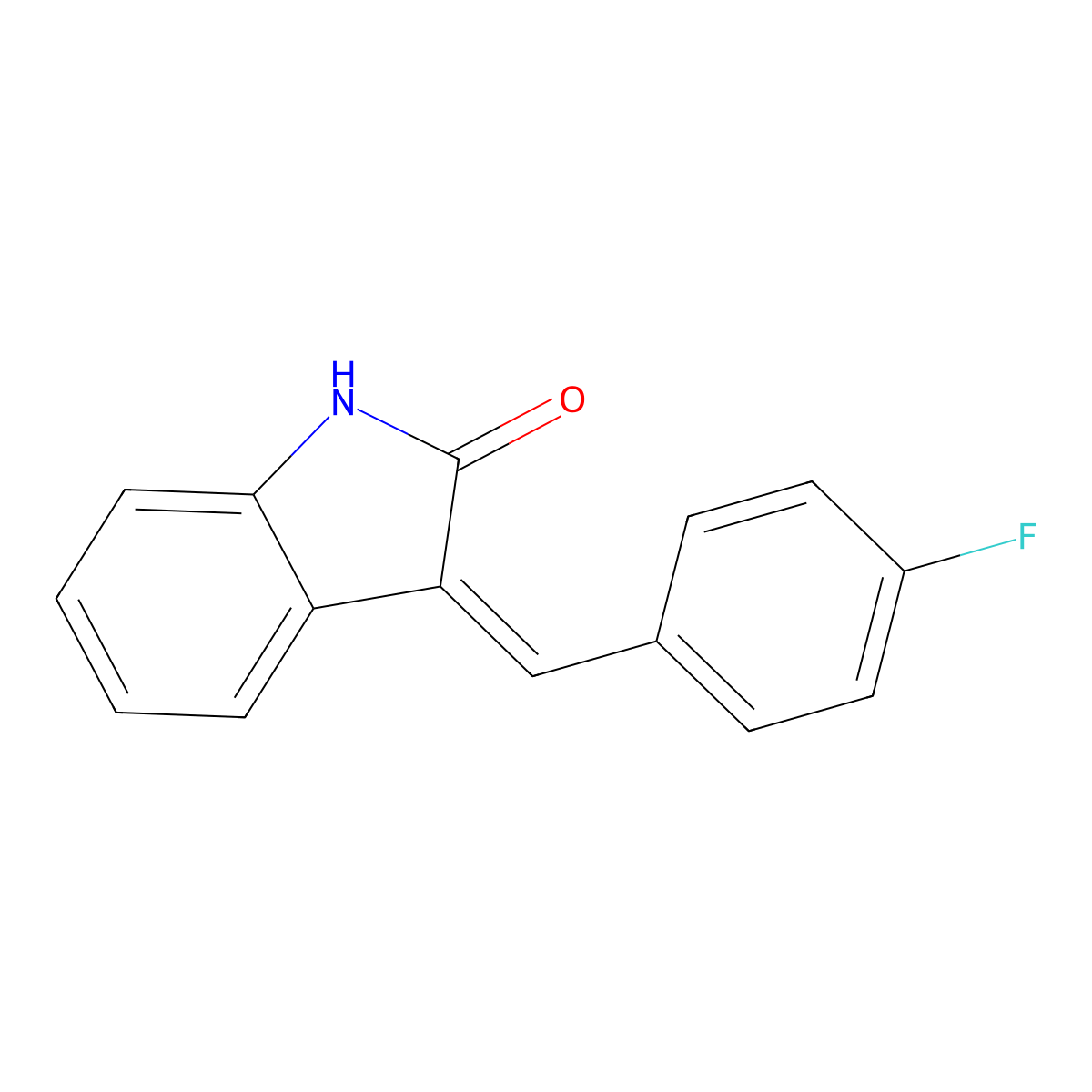 3-[(4-fluorophenyl)methylidene]-2,3-dihydro-1H-indol-2-one molecular structure, CAS 40811-71-0