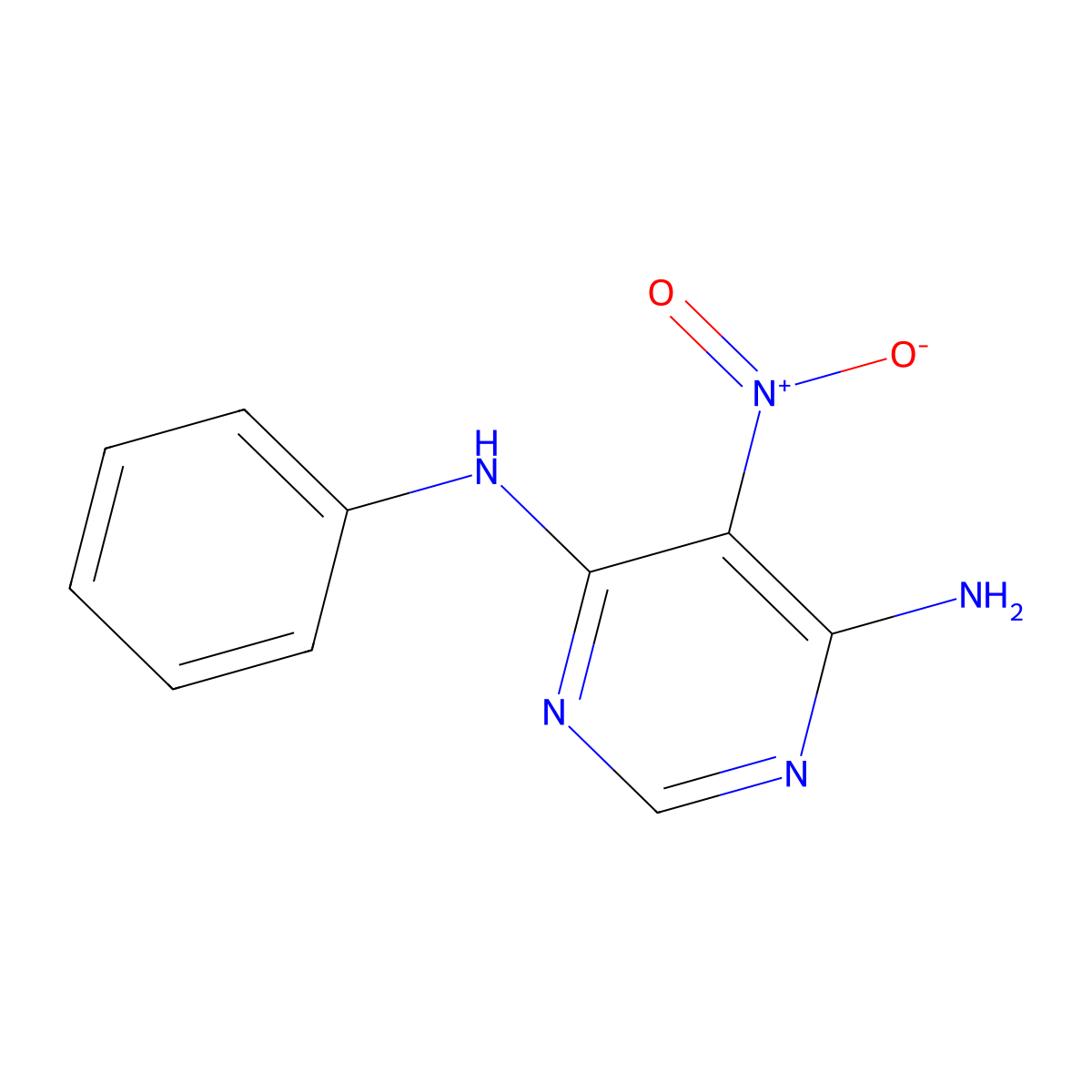 5-nitro-4-N-phenylpyrimidine-4,6-diamine molecular structure, CAS 40816-36-2