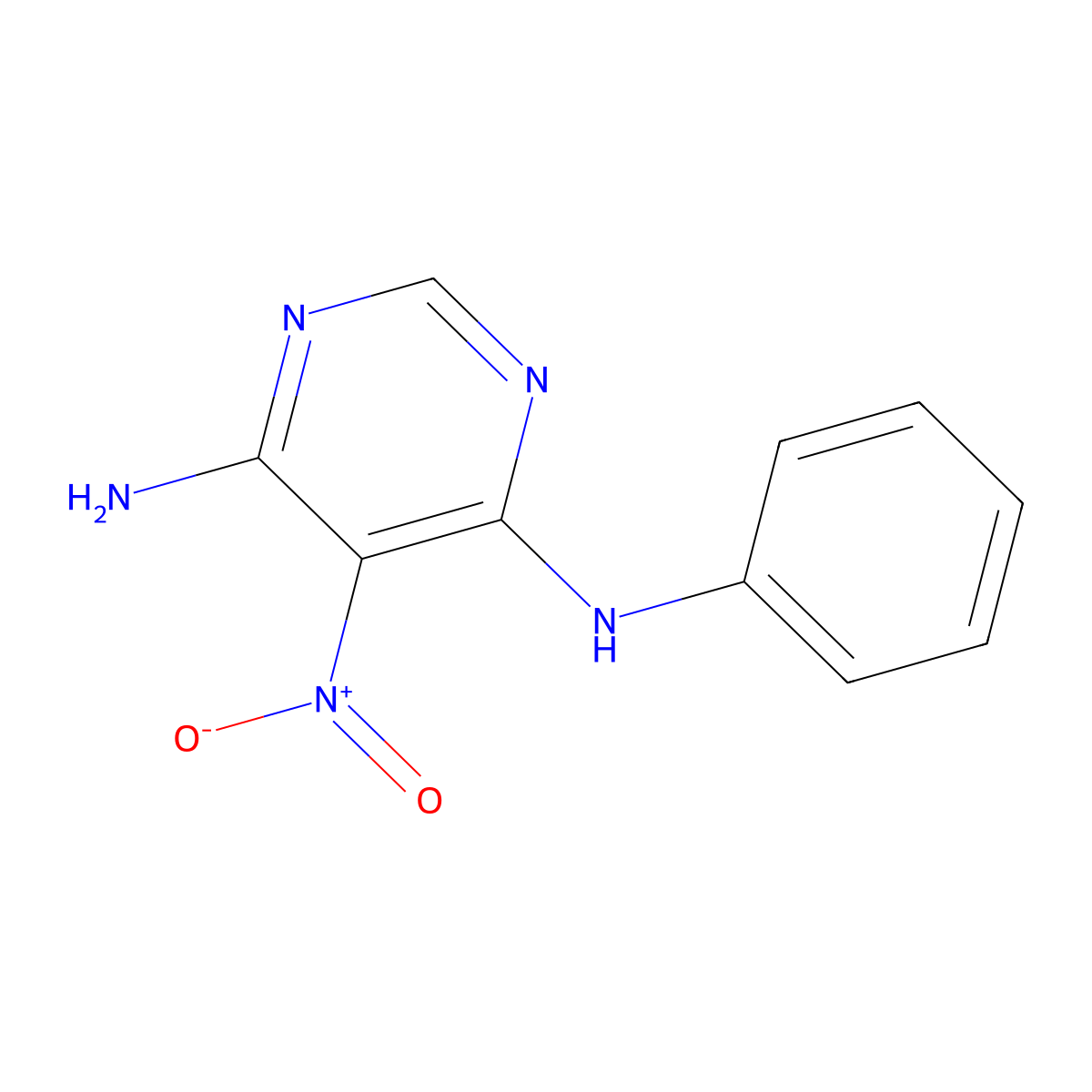 5-nitro-4-N-phenylpyrimidine-4,6-diamine molecular structure, CAS 40816-36-2