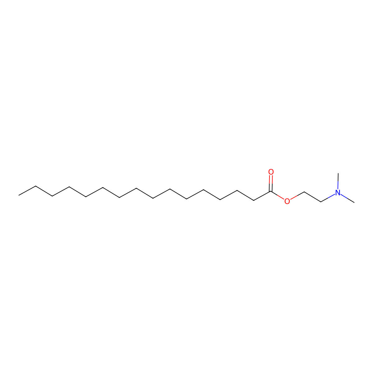 Dimethylaminoethyl palmitate molecular structure, CAS 40817-19-4
