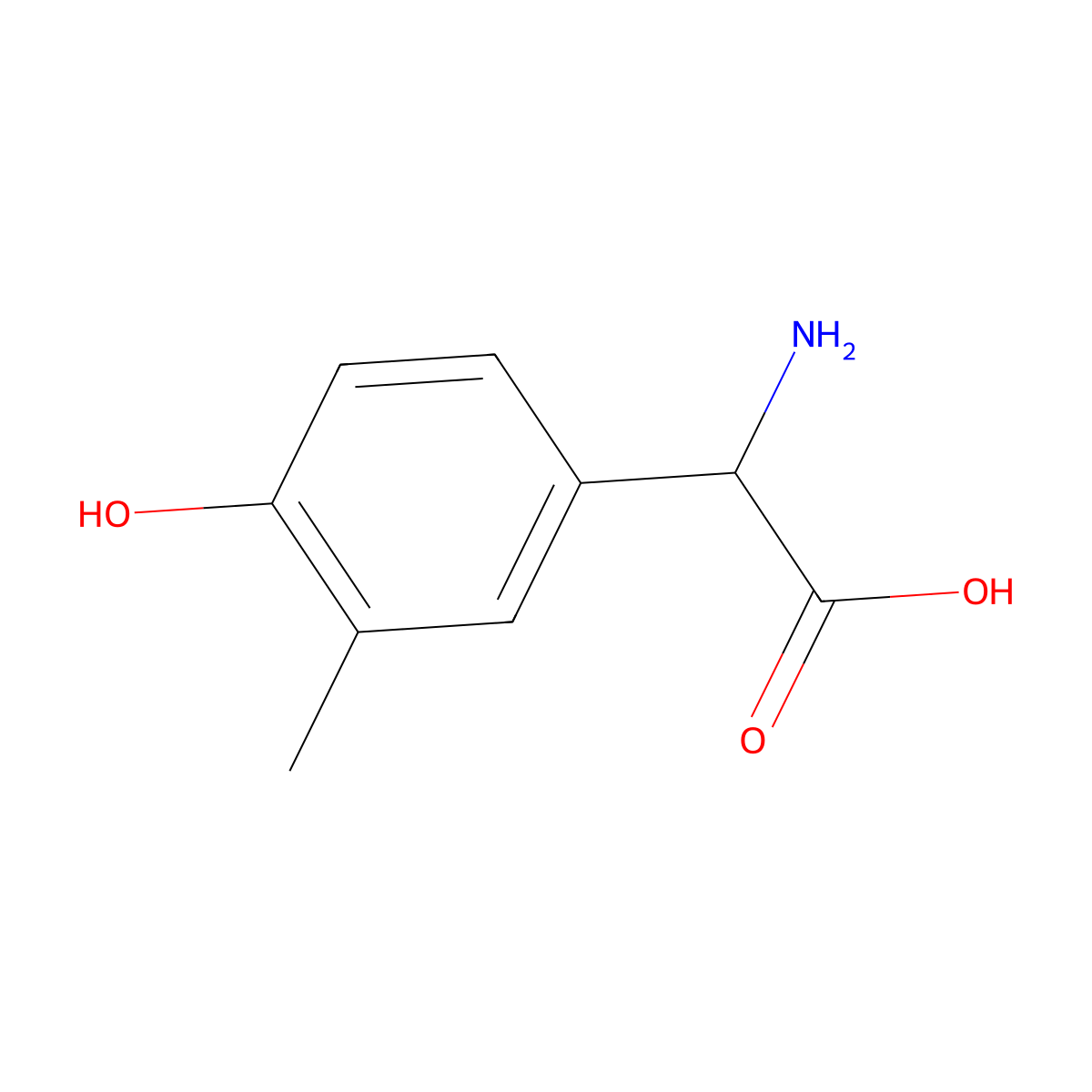 2-Amino-2-(4-hydroxy-3-methylphenyl)acetic acid molecular structure, CAS 40817-48-9