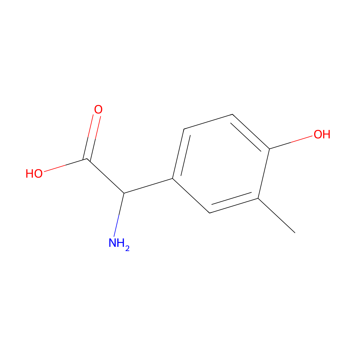 2-Amino-2-(4-hydroxy-3-methylphenyl)acetic acid molecular structure, CAS 40817-48-9