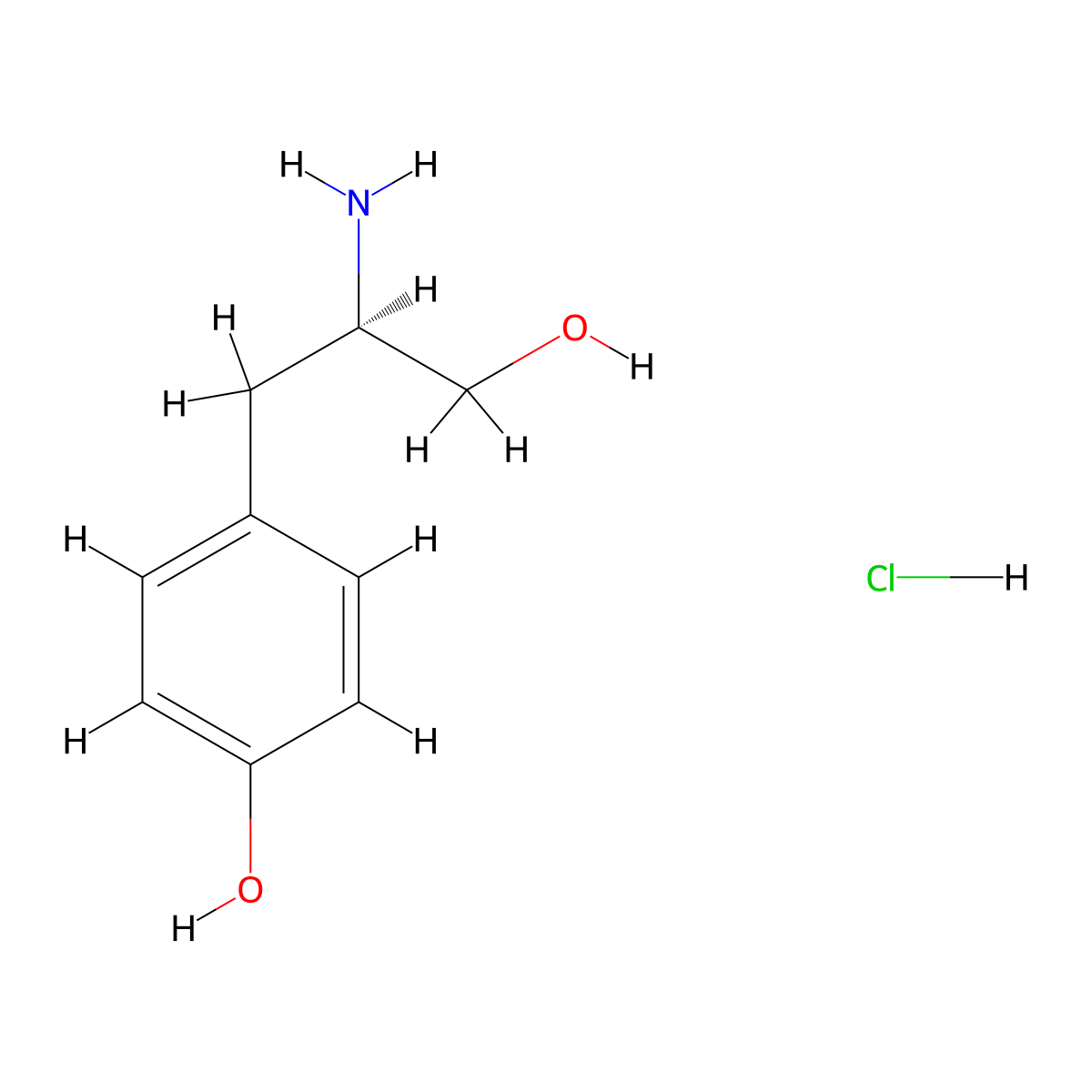 D-Tyrosinol hydrochloride molecular structure, CAS 40829-04-7