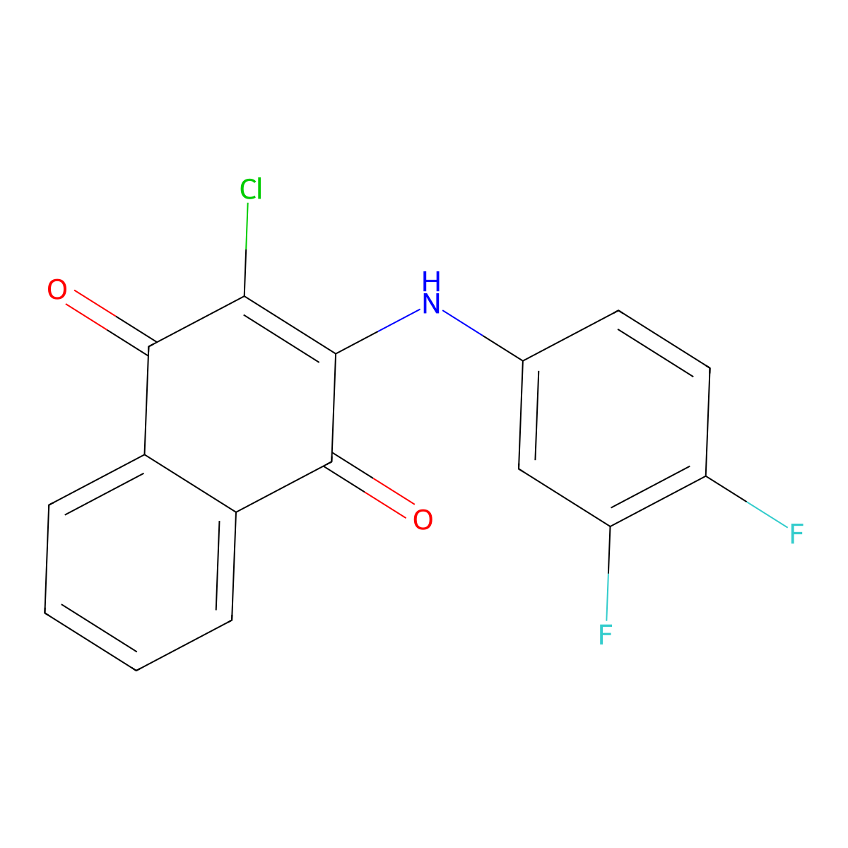 2-Chloro-3-(3,4-difluoroanilino)naphthoquinone molecular structure, CAS 4083-32-3
