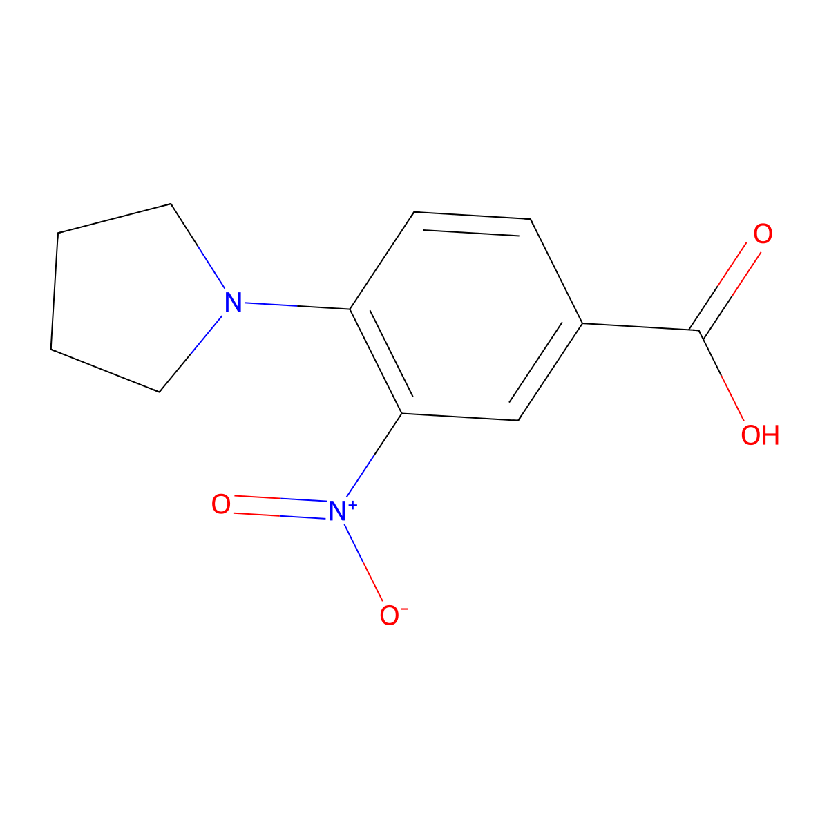 3-Nitro-4-pyrrolidin-1-ylbenzoic acid molecular structure, CAS 40832-81-3