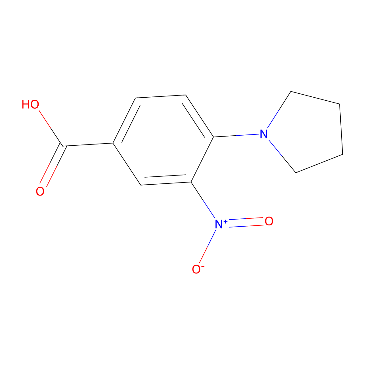 3-Nitro-4-pyrrolidin-1-ylbenzoic acid molecular structure, CAS 40832-81-3