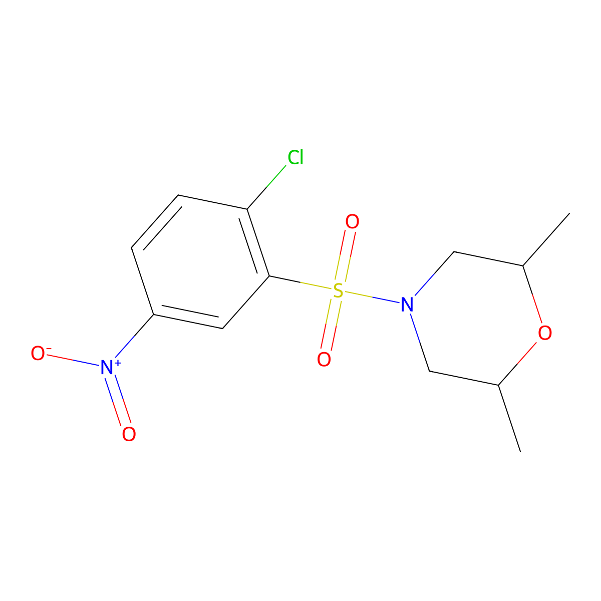 4-[(2-Chloro-5-nitrophenyl)sulfonyl]-2,6-dimethylmorpholine molecular structure, CAS 40833-69-0