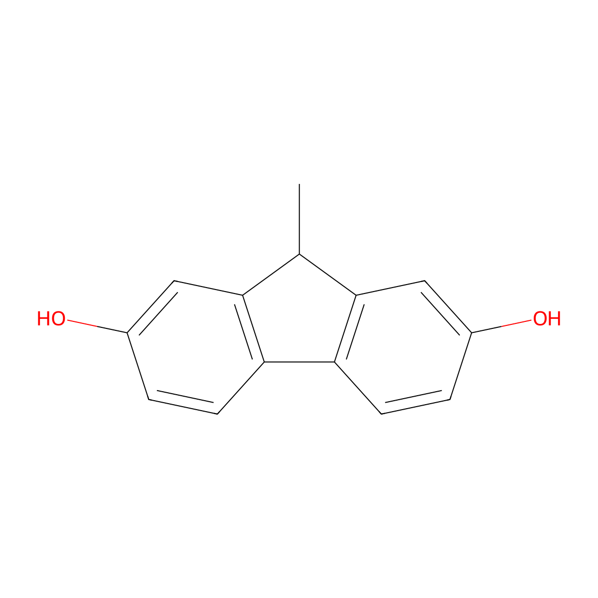 9-methyl-9H-fluorene-2,7-diol molecular structure, CAS 408336-09-4