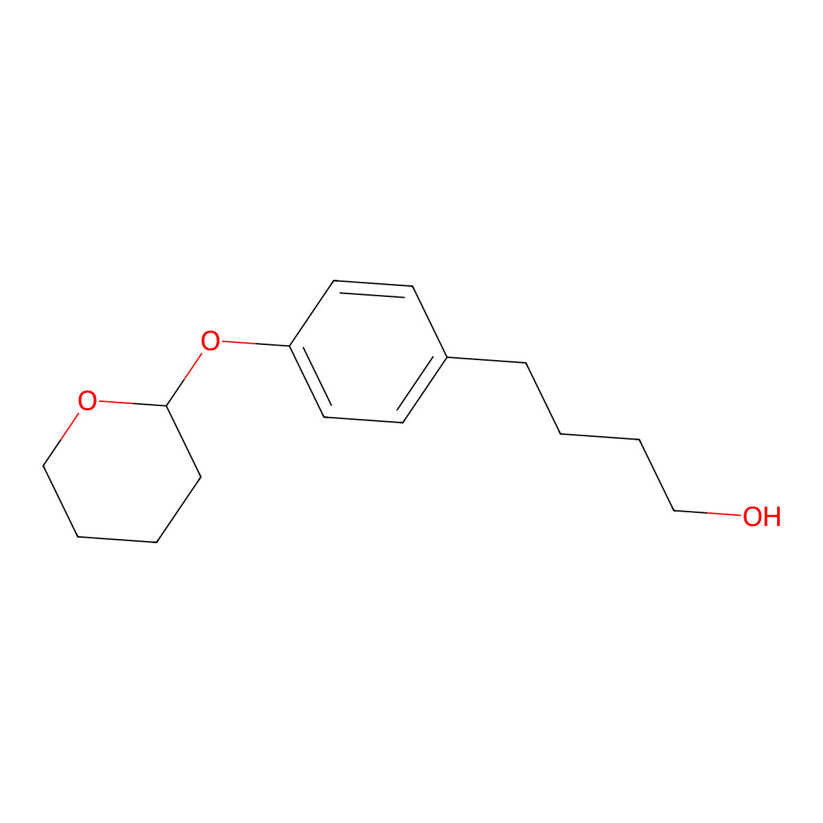 4-(4-((tetrahydro-2H-pyran-2-yl)oxy)phenyl)butan-1-ol molecular structure, CAS 408336-32-3