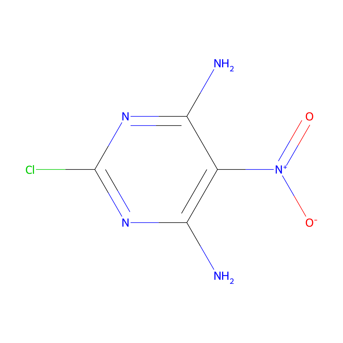 2-Chloro-5-nitropyrimidine-4,6-diamine molecular structure, CAS 408352-74-9