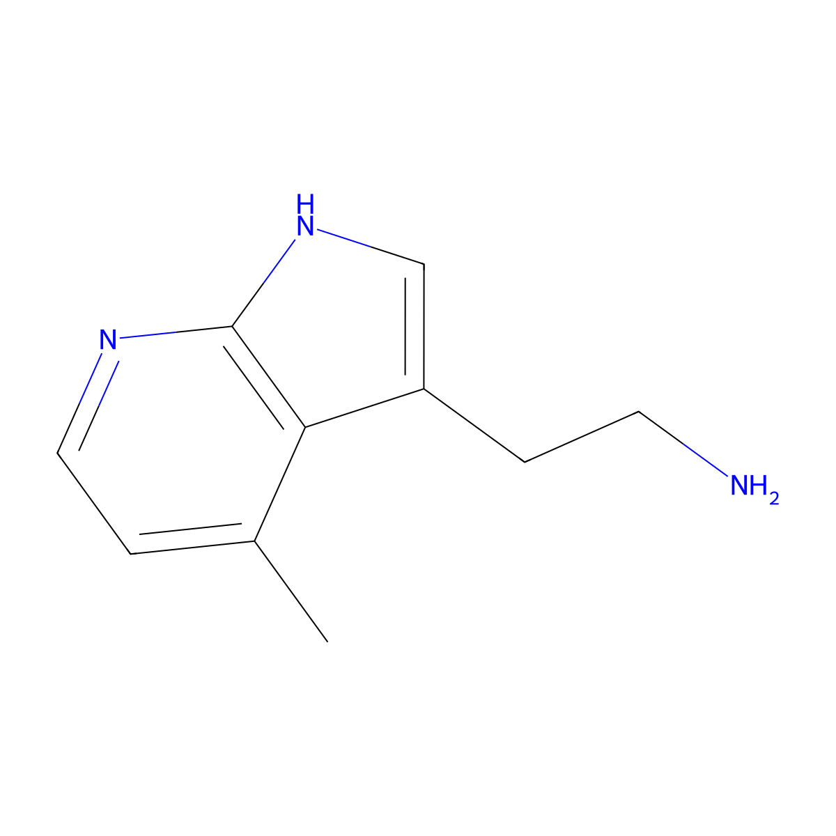 2-{4-methyl-1H-pyrrolo[2,3-b]pyridin-3-yl}ethan-1-amine molecular structure, CAS 408352-89-6