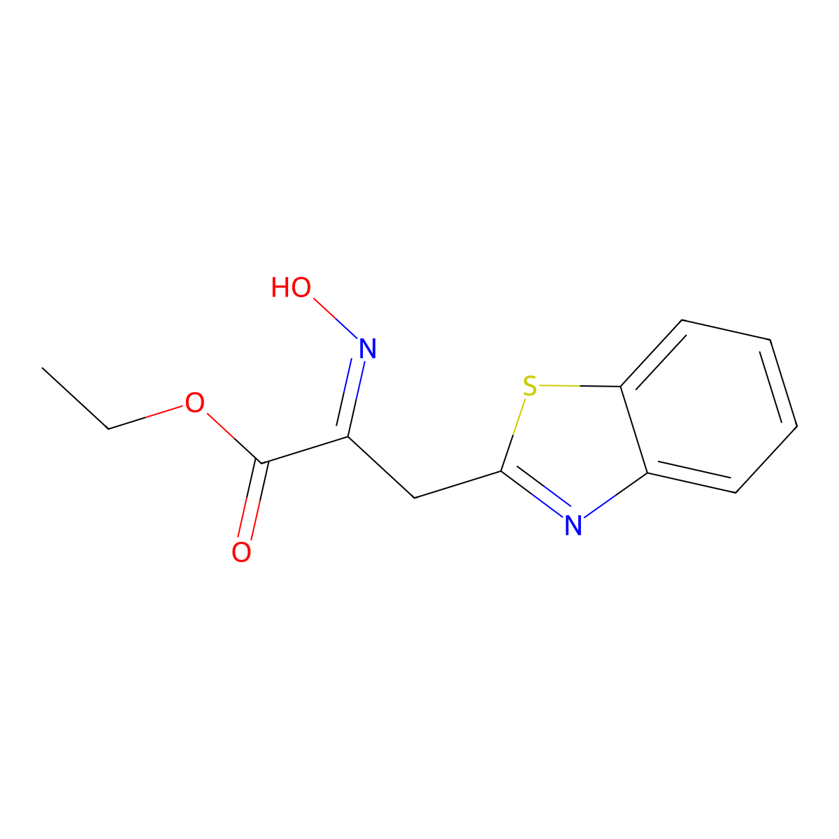 Ethyl 3-(1,3-benzothiazol-2-yl)-2-(N-hydroxyimino)propanoate molecular structure, CAS 408353-44-6