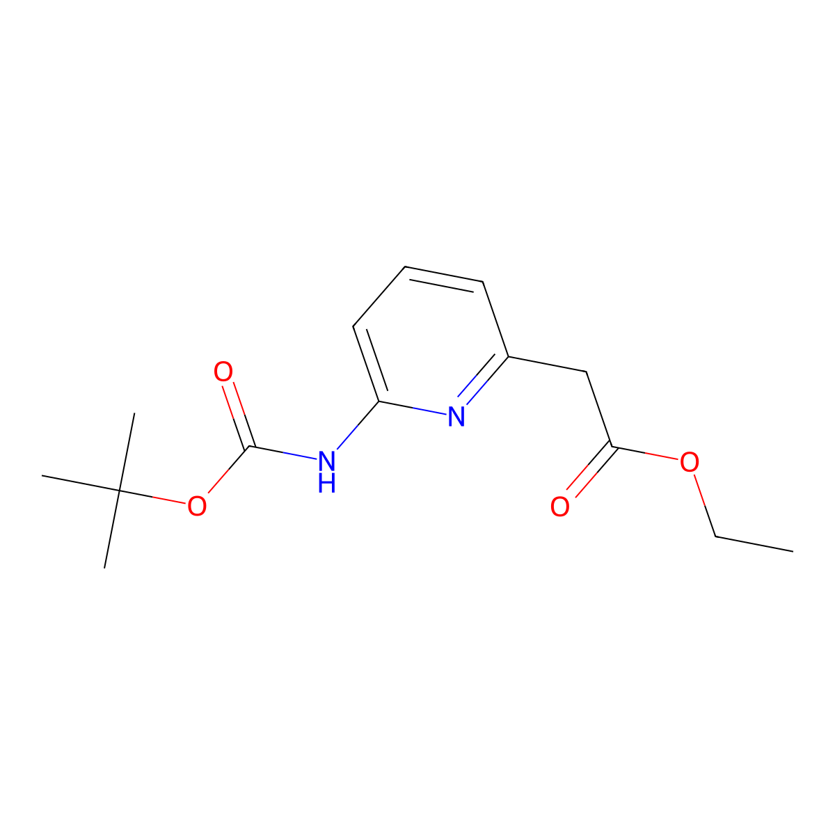 Ethyl 2-(6-((tert-butoxycarbonyl)amino)pyridin-2-yl)acetate molecular structure, CAS 408365-87-7