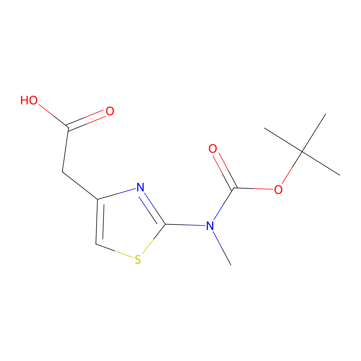 2-(2-{[(Tert-butoxy)carbonyl](methyl)amino}-1,3-thiazol-4-yl)acetic acid molecular structure, CAS 408367-55-5
