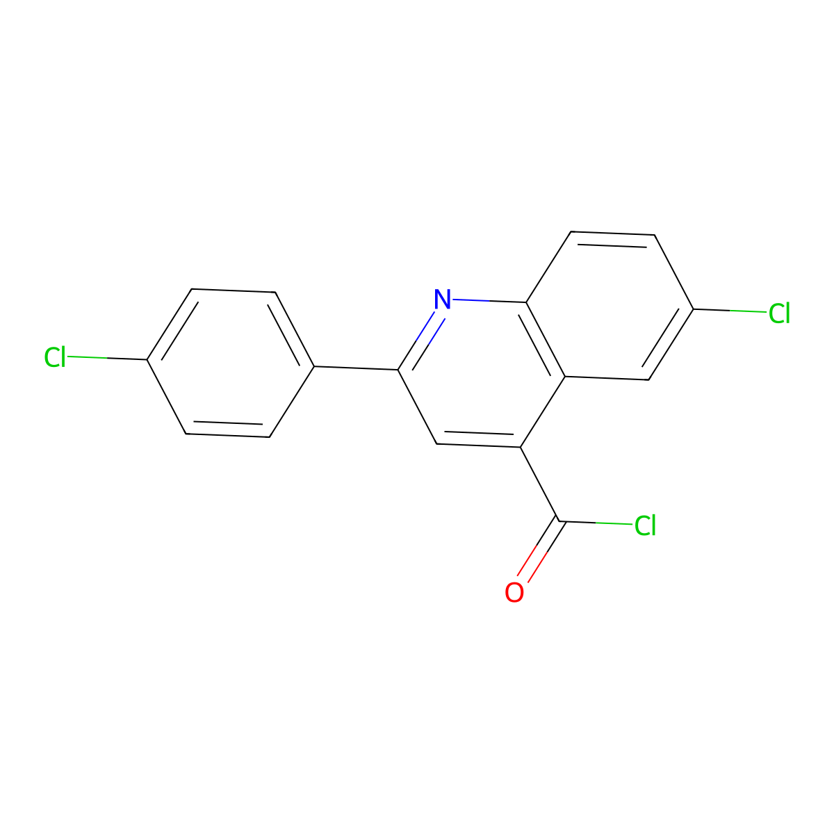 6-Chloro-2-(4-chlorophenyl)quinoline-4-carbonyl chloride molecular structure, CAS 40846-33-1