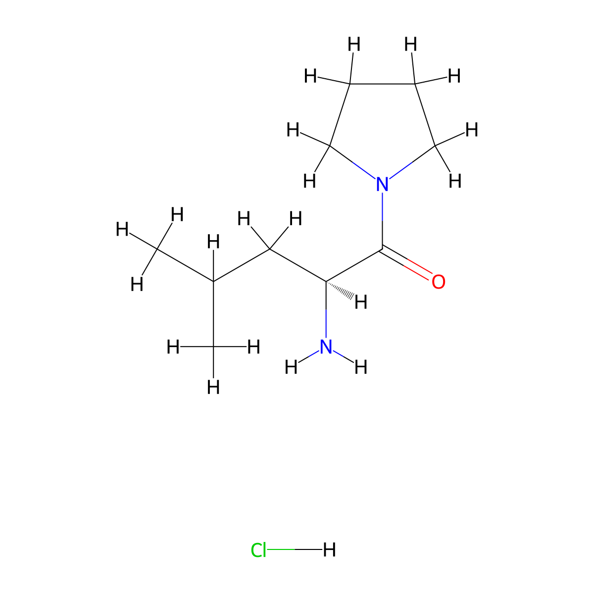(S)-2-amino-4-methyl-1-(pyrrolidin-1-yl)pentan-1-one hydrochloride molecular structure, CAS 40847-07-2