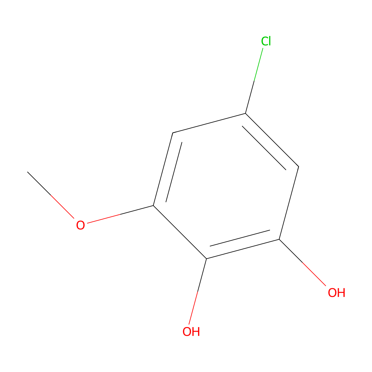 5-Chloro-3-methoxybenzene-1,2-diol molecular structure, CAS 4085-06-7