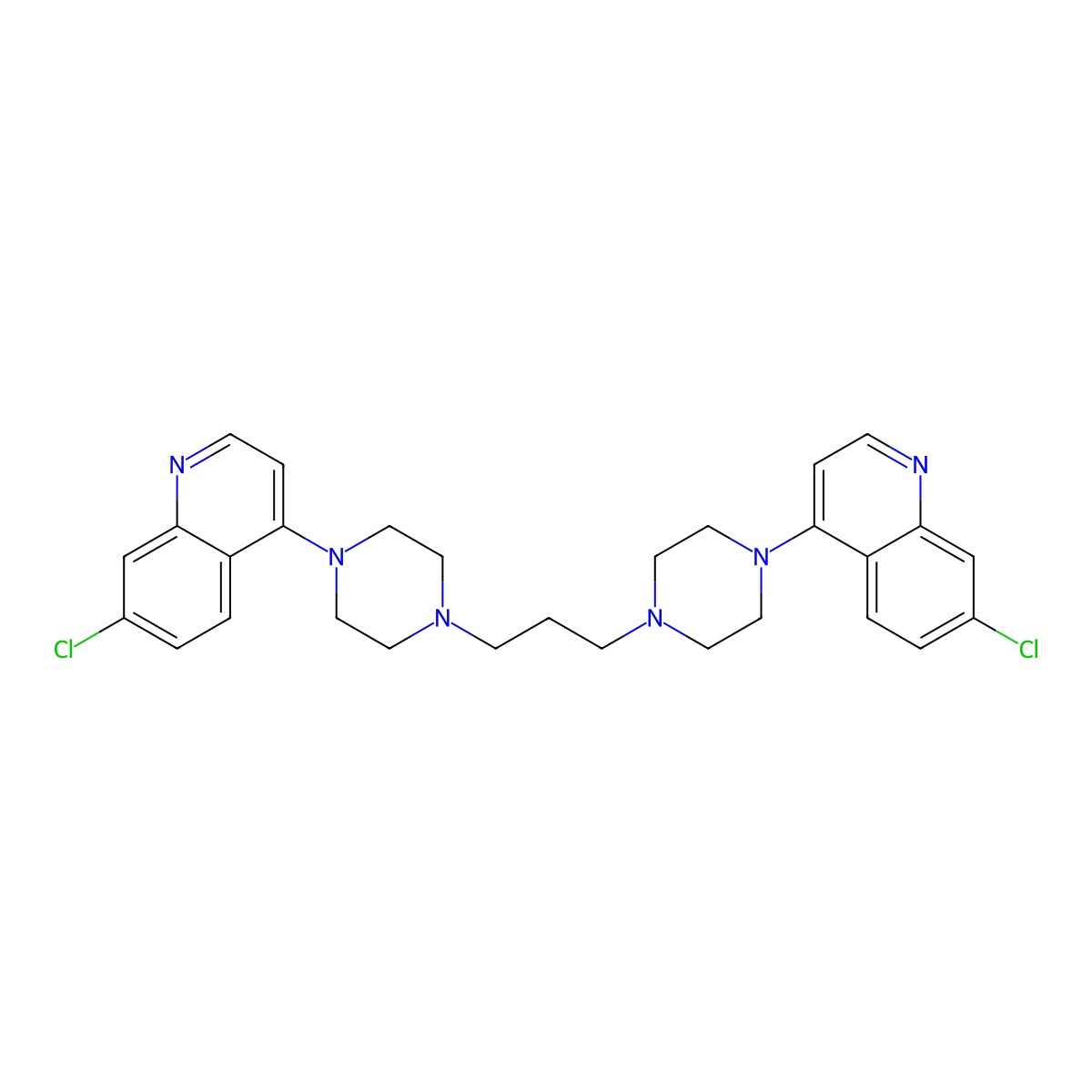 Piperaquine molecular structure, CAS 4085-31-8