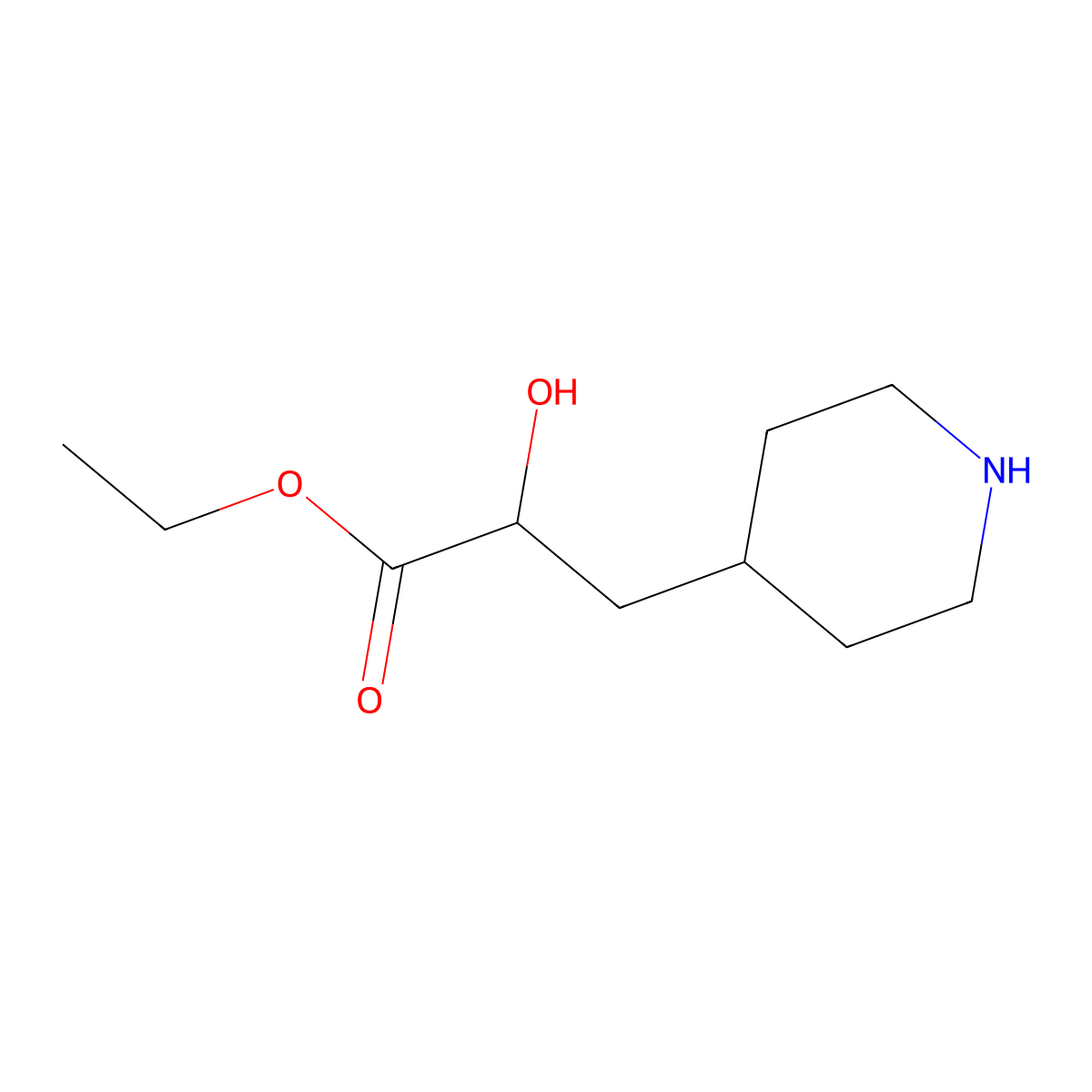 Ethyl 2-hydroxy-3-(piperidin-4-yl)propanoate molecular structure, CAS 408507-87-9