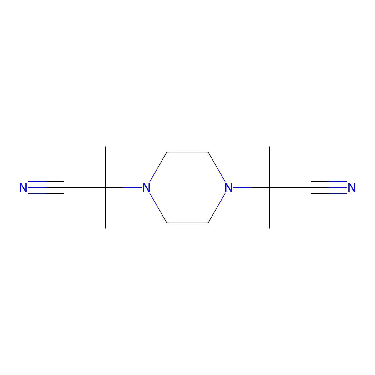 2-[4-(1-Cyano-1-methylethyl)piperazin-1-yl]-2-methylpropanenitrile molecular structure, CAS 408510-04-3