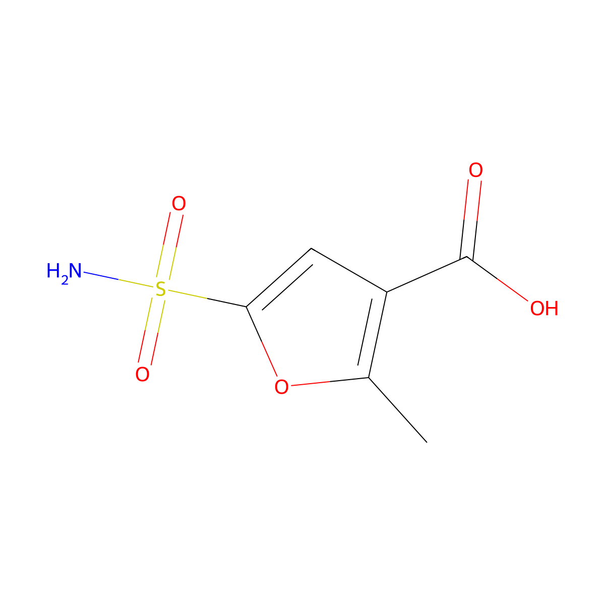2-Methyl-5-sulfamoylfuran-3-carboxylic acid molecular structure, CAS 408536-00-5