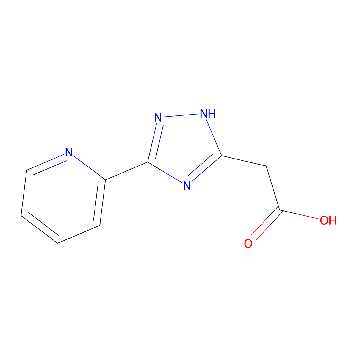 2-(3-(pyridin-2-yl)-1H-1,2,4-triazol-5-yl)acetic acid molecular structure, CAS 408541-06-0