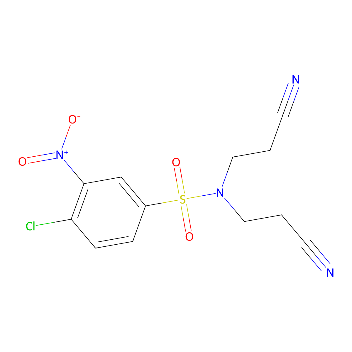 4-chloro-N,N-bis(2-cyanoethyl)-3-nitrobenzenesulfonamide molecular structure, CAS 40859-91-4