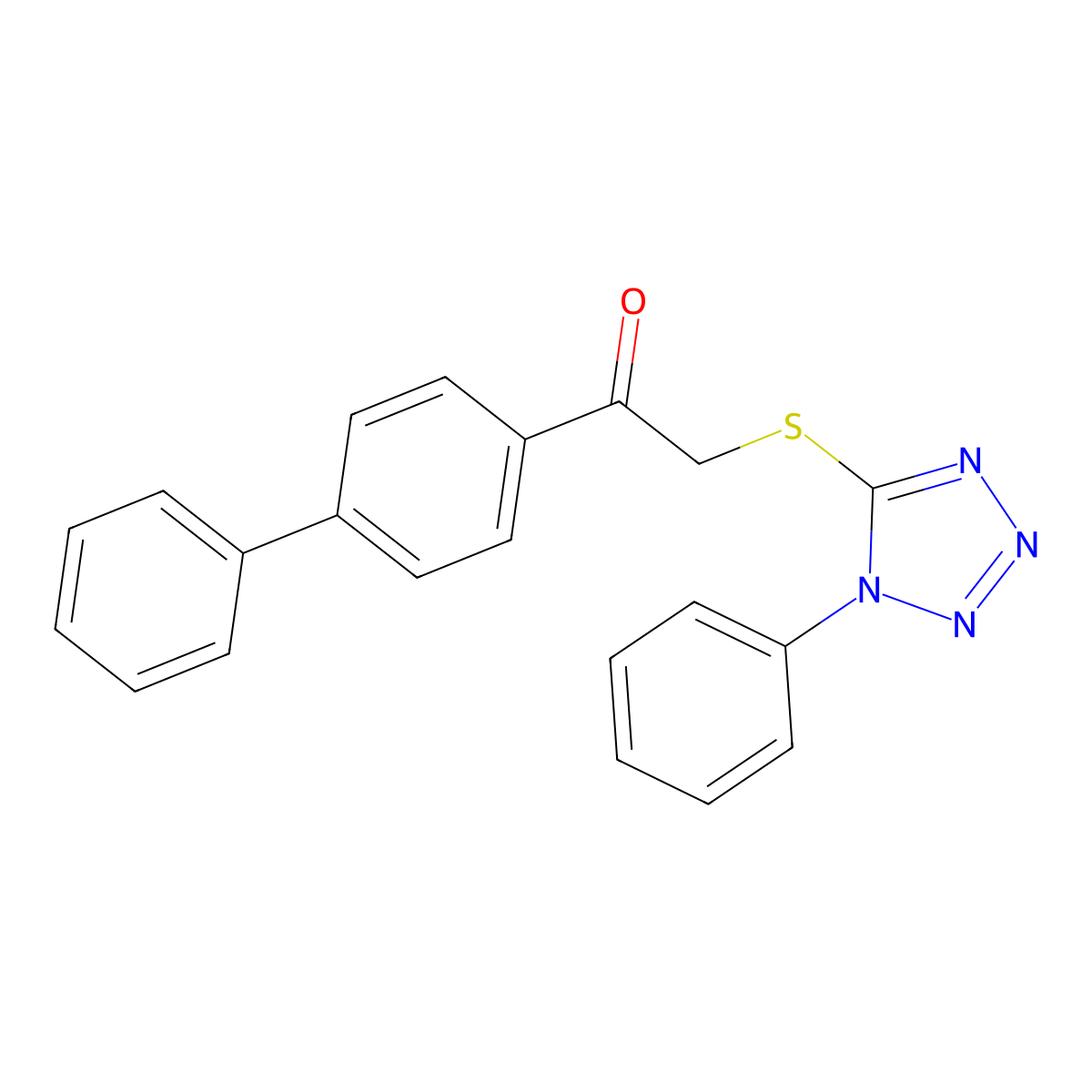 1-([1,1'-biphenyl]-4-yl)-2-((1-phenyl-1H-tetrazol-5-yl)thio)ethanone molecular structure, CAS 40862-21-3