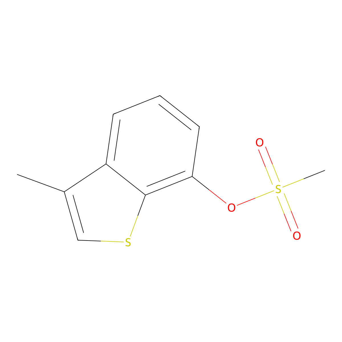 3-Methyl-1-benzothien-7-yl methanesulfonate molecular structure, CAS 40863-15-8