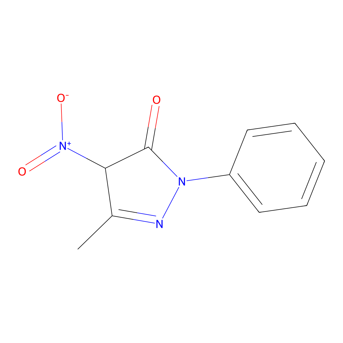 4-nitro-5-methyl-2-phenyl-2,4-dihydro-3H-pyrazol-3-one molecular structure, CAS 40864-30-0