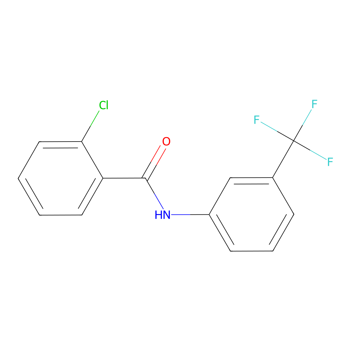 2-chloro-N-[3-(trifluoromethyl)phenyl]benzamide molecular structure, CAS 4087-28-9