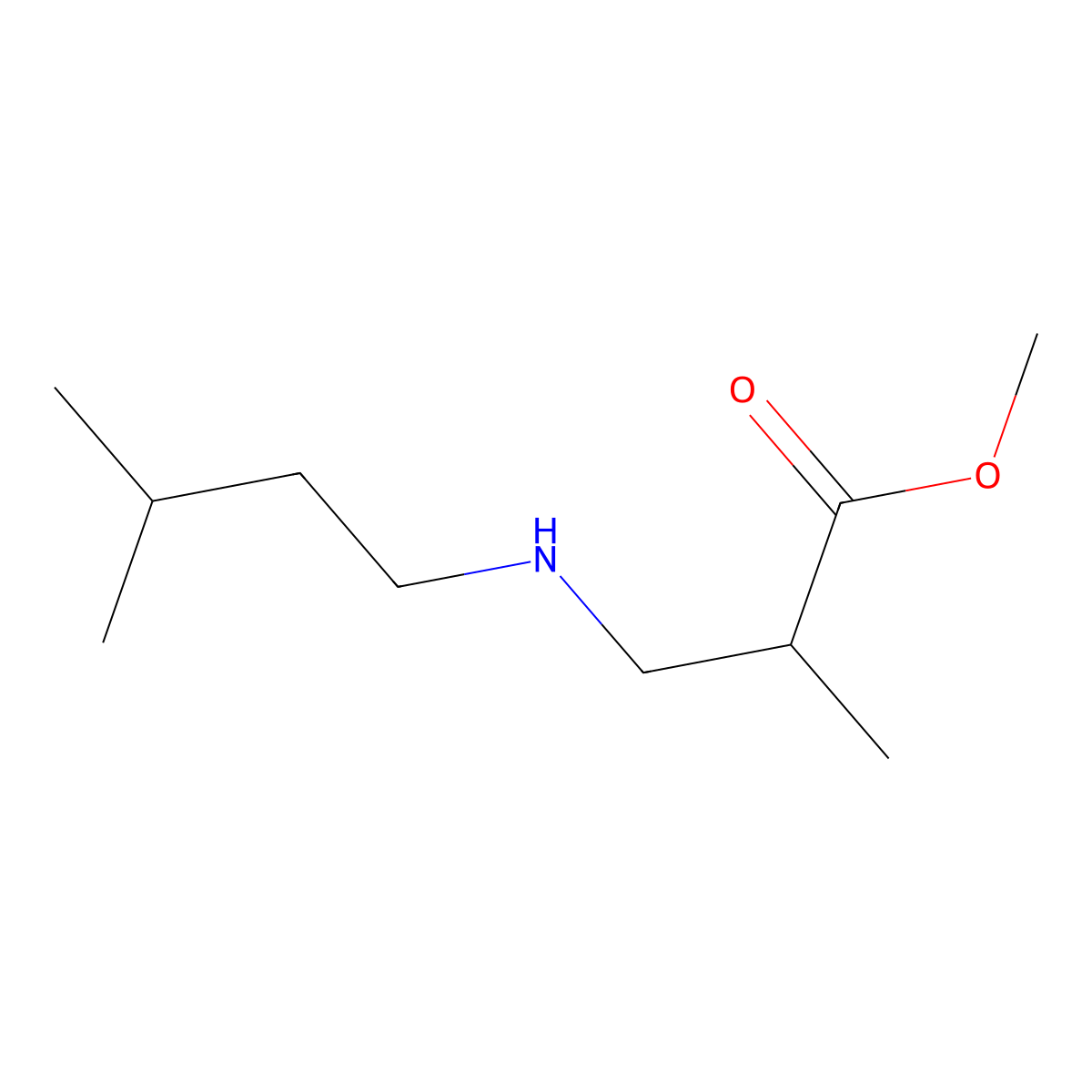 Methyl 2-methyl-3-[(3-methylbutyl)amino]propanoate molecular structure, CAS 40870-87-9