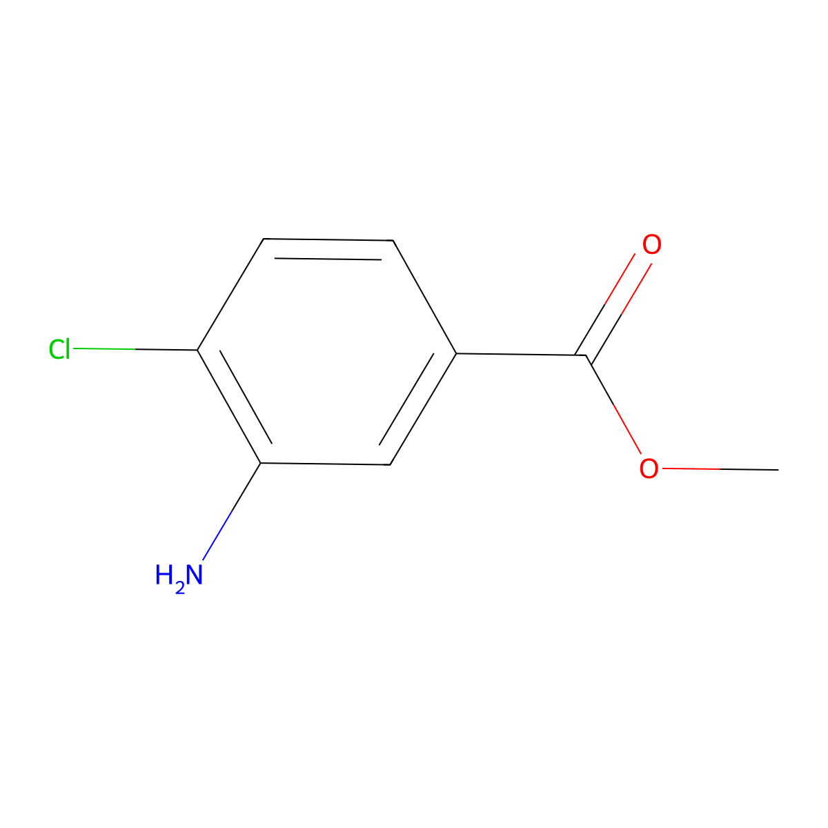 Methyl 3-Amino-4-chlorobenzoate molecular structure, CAS 40872-87-5