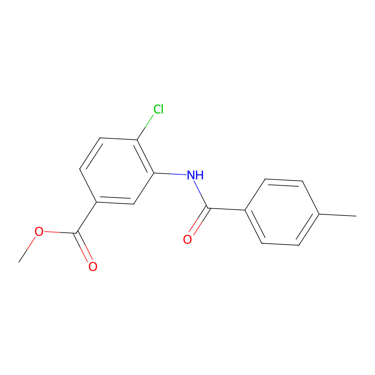 Methyl 4-chloro-3-[(4-methylbenzoyl)amino]benzoate molecular structure, CAS 40872-88-6