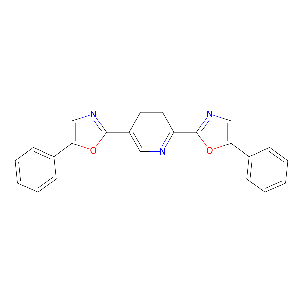2,5-Bis(5-phenyl-2-oxazolyl)pyridine molecular structure, CAS 40875-87-4