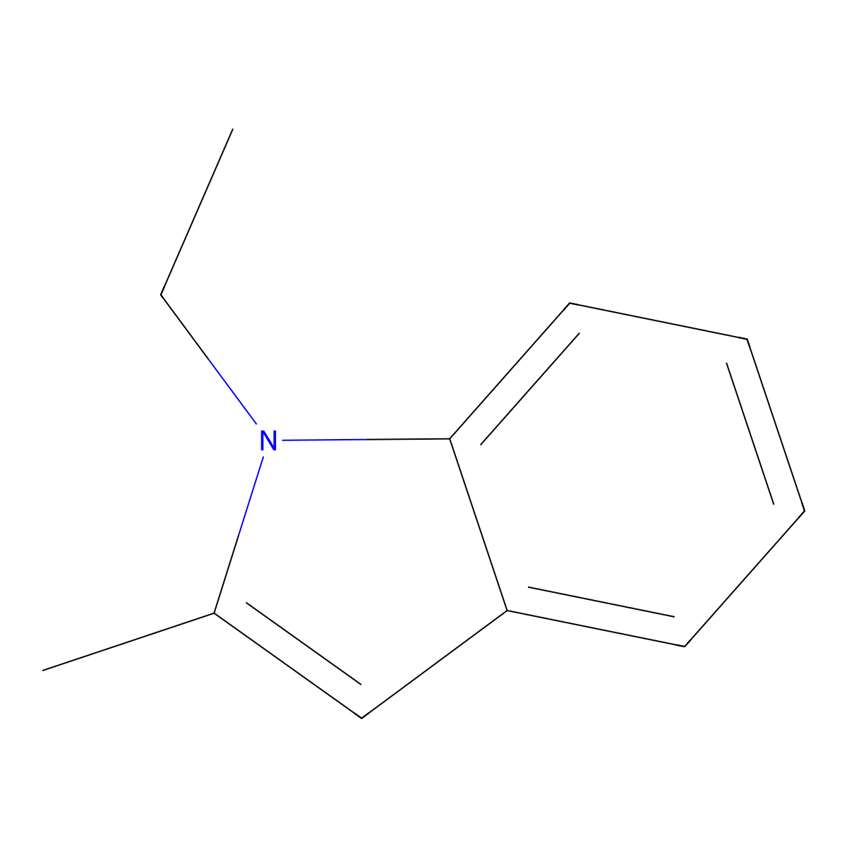 1H-Indole, 1-ethyl-2-methyl- molecular structure, CAS 40876-94-6