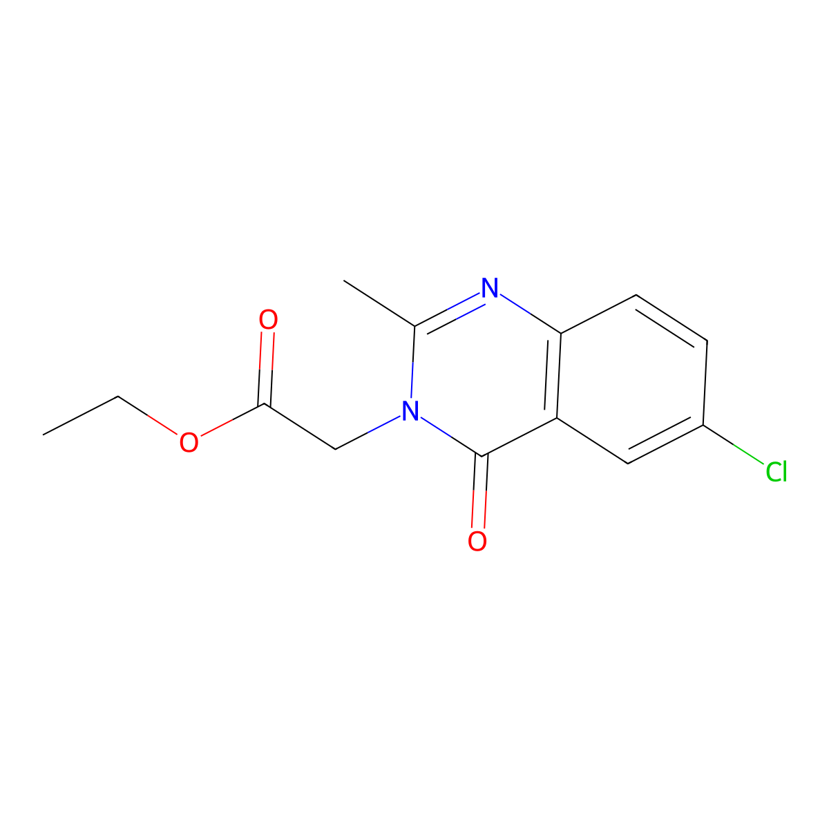 Ethyl (6-chloro-2-methyl-4-oxoquinazolin-3(4H)-yl)acetate molecular structure, CAS 40889-45-0