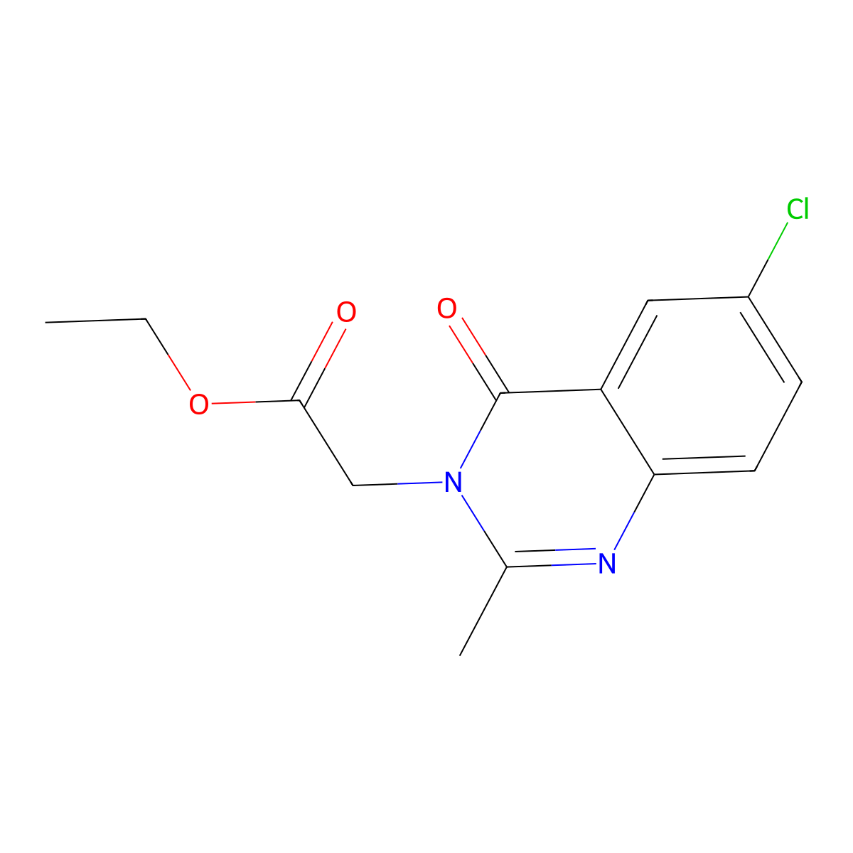 Ethyl (6-chloro-2-methyl-4-oxoquinazolin-3(4H)-yl)acetate molecular structure, CAS 40889-45-0
