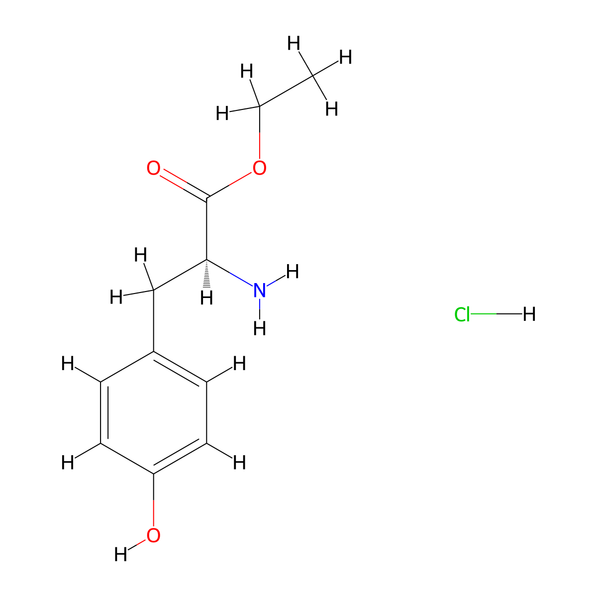 Tyrosine ethyl ester hydrochloride molecular structure, CAS 4089-07-0