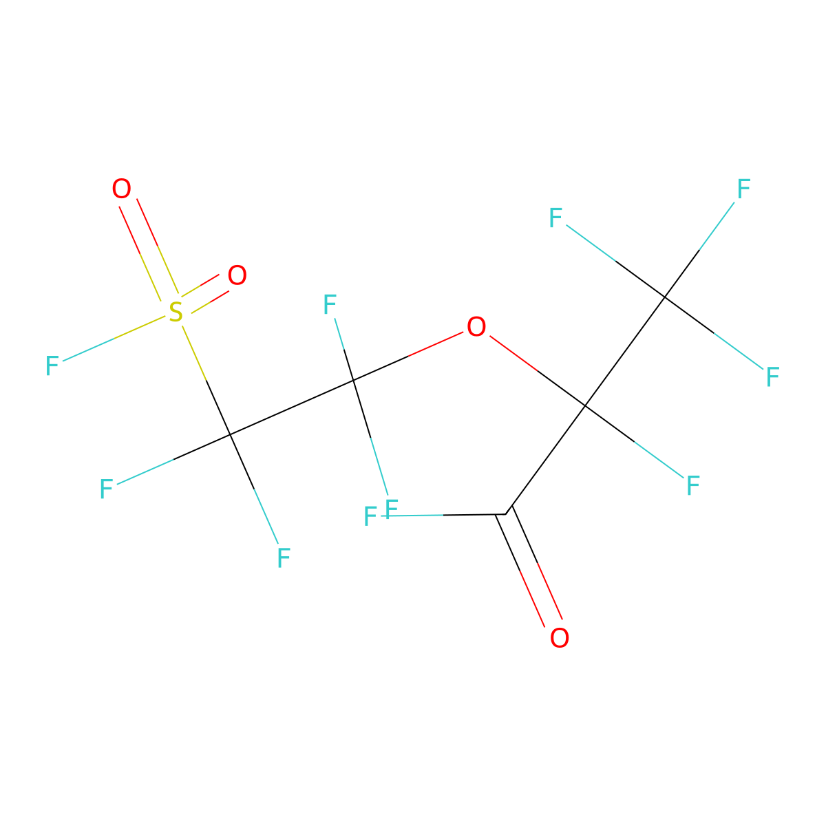 2,3,3,3-Tetrafluoro-2-(1,1,2,2-tetrafluoro-2-(fluorosulphonyl)ethoxy)propionyl fluoride molecular structure, CAS 4089-57-0