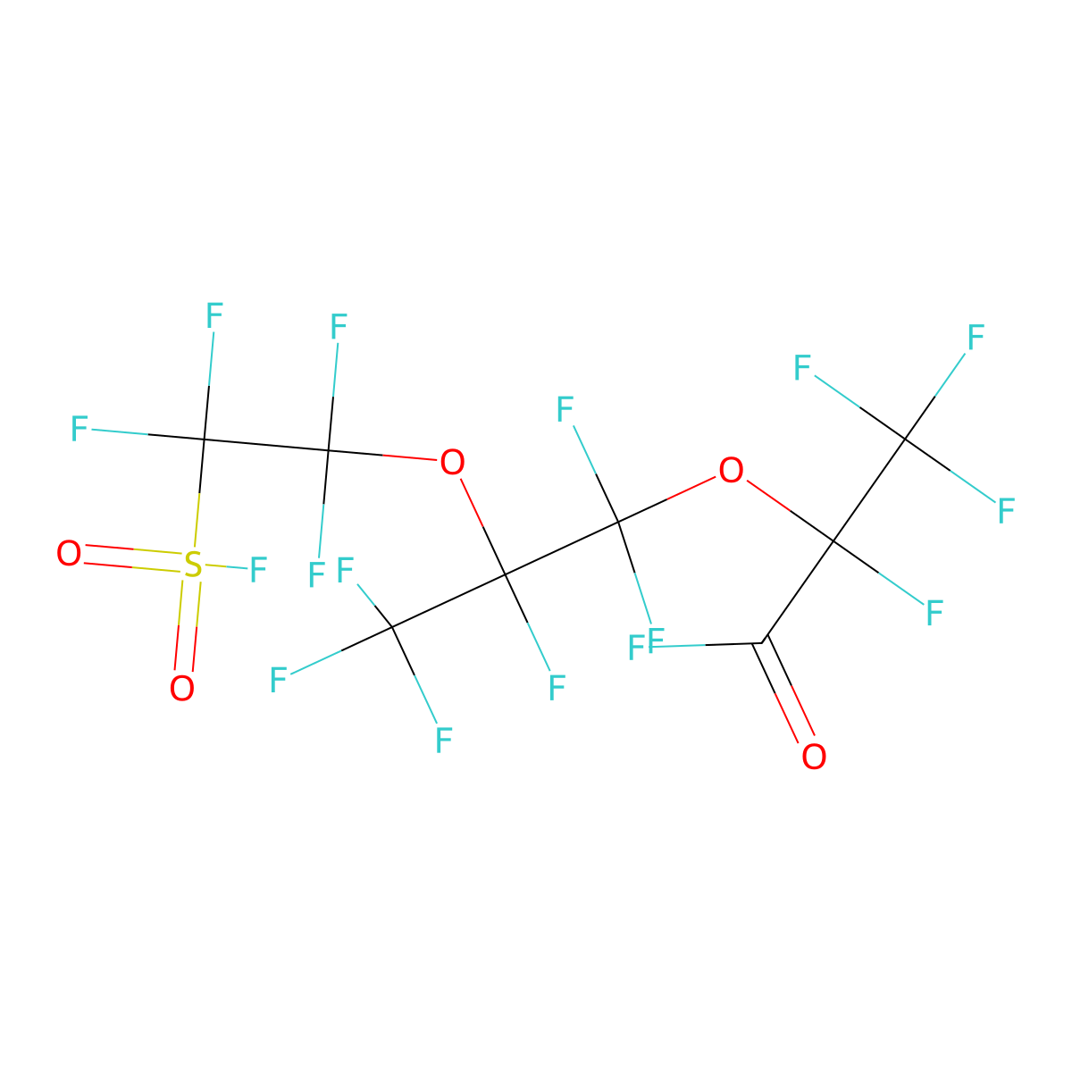 Propanoyl fluoride, 2,3,3,3-tetrafluoro-2-[1,1,2,3,3,3-hexafluoro-2-[1,1,2,2-tetrafluoro-2-(fluorosulfonyl)ethoxy]propoxy]- molecular structure, CAS 4089-58-1