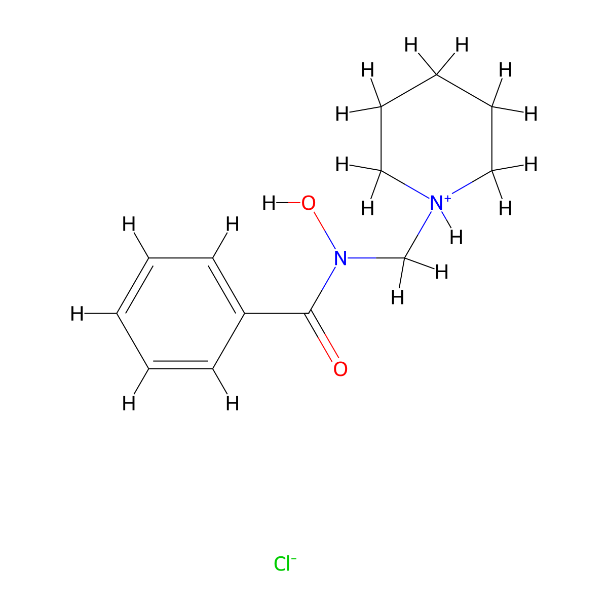 Benzohydroxamic acid, N-piperidinomethyl-, hydrochloride molecular structure, CAS 40890-86-6