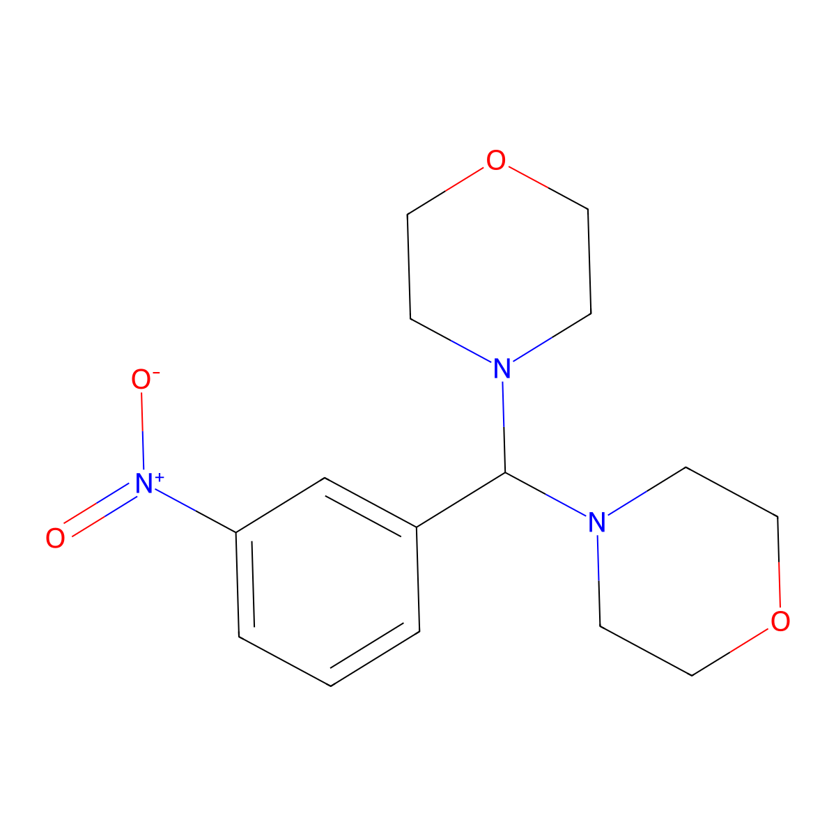 4,4'-((3-nitrophenyl)Methylene)diMorpholine molecular structure, CAS 40891-03-0