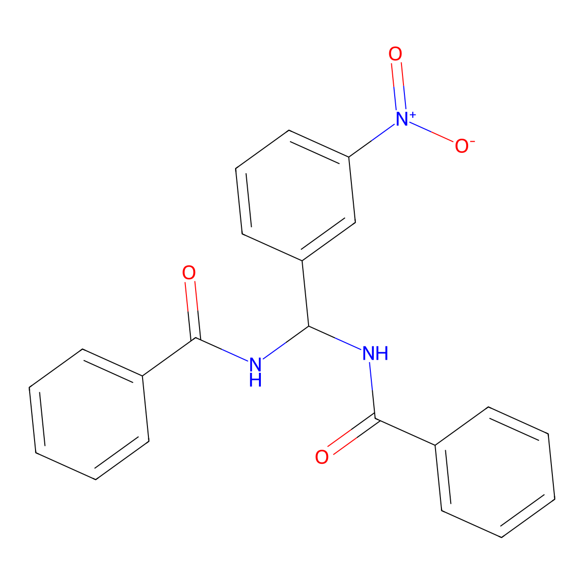 N-((Benzoylamino)(3-nitrophenyl)methyl)benzamide molecular structure, CAS 40891-13-2