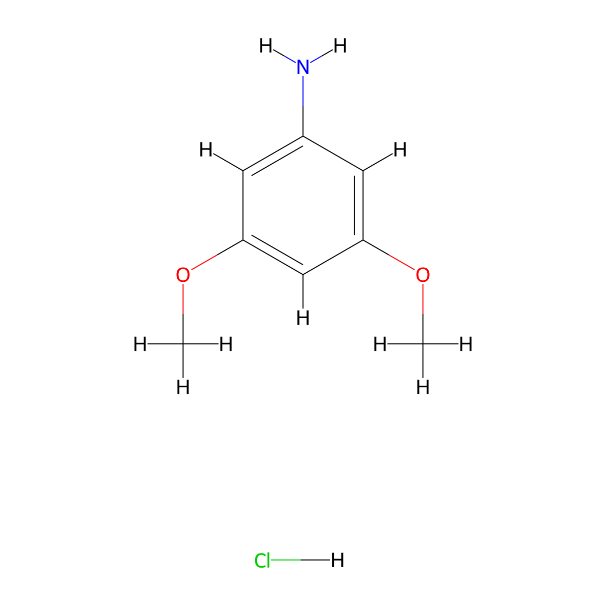 Benzenamine, 3,5-dimethoxy-, hydrochloride (1:1) molecular structure, CAS 40891-33-6